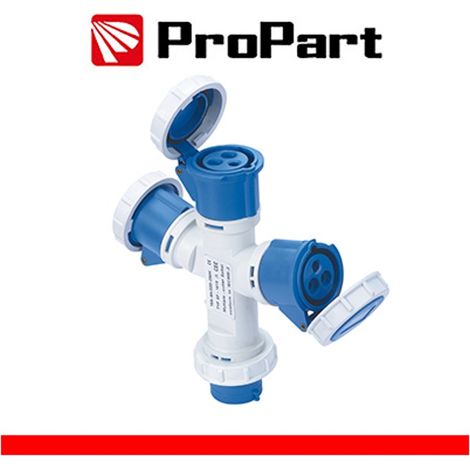 Adattatore triplo Spina ind.16A 2P+T 220-250V CEE IP67