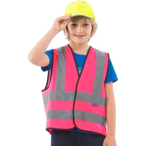 Gilet de sécurité enfant rose réfléchissant 6-9 ans (1/5)
