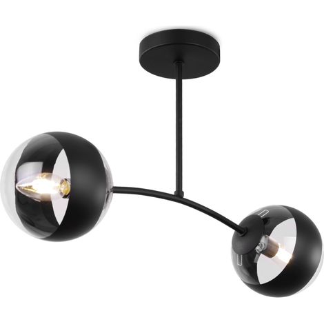 LAMPADA DA SOFFITTO TOLEDO NERA 2 PARALUME NERO PIATTO E14 (1/5)