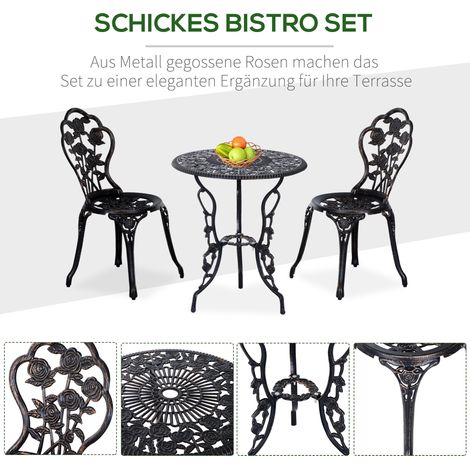 Ensemble de jardin pour 2 personnes salon de jardin set balcon meubles de terrasse table chaise bronze (1/5)