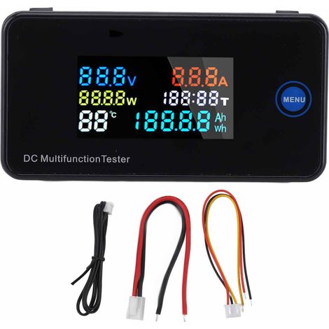 Voltmetro digitale 0-200V 0-10A, visualizzazione della temperatura, schermo a colori HD, tester di tensione e corrente continua 8-120V. (1/5)