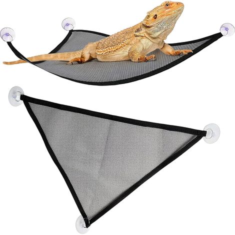 Stück Reptilien-Netzhängematten für Echsen und andere Reptilien mit Saugnäpfen, geeignet für Haustiere, atmungsaktive Netzhängematten für kleine Echsen, Hängematten für Klettertiere, schwarzes Nylon (1/5)
