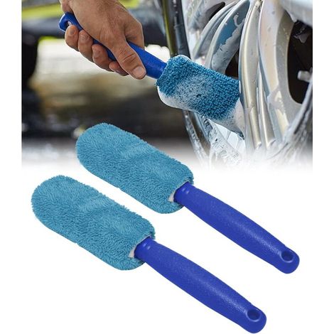 2PCS Brosse Jante Voiture,Brosse Nettoyage Voiture,Brosse pour Jantes Voiture,Brosse Nettoyage Jantes Voiture,Convient également au Nettoyage des Voitures,Camions,Caravanes,SUV,Motos (Bleu)