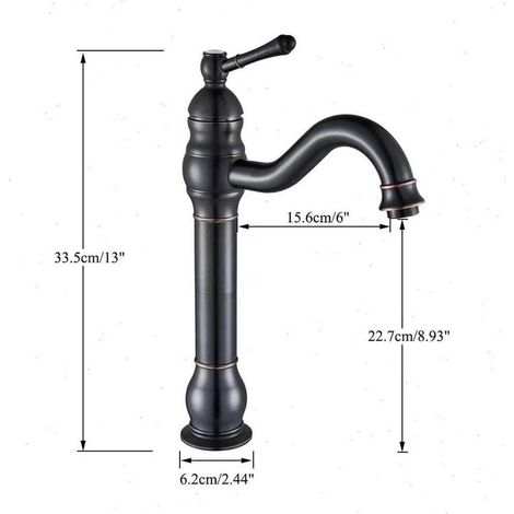 Mitigeur lavabo laiton vintage bec pivotant 360 degrés – Adapté pour salle de bain et évier cuisine – Style rétro – Variante G (1/5)