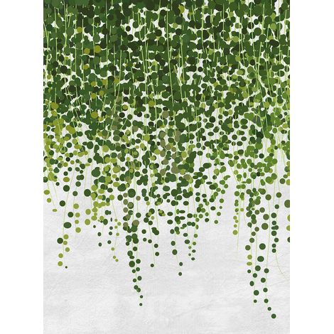 Papier peint panoramique plante original | Tapisserie panoramique végétale verte & blanche idéal salon | Papier peint panoramique moderne - 192 X 260 cm (4 pièces) (1/2)