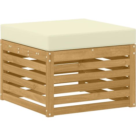 Pouf d'Extérieur Bois d'Acacia Massif Blanc vidaXL