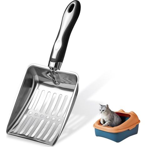 Pala para arena de gato,pala metálica para arena de gato con mango de madera,tamaño de poro de 5 mm,pala metálica para gatos (1/2)