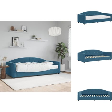 Tagesbett mit Matratze Blau 90x200 cm Samt - Tagesbett Mit Matratze - Tagesbetten Mit Matratze - Tagesbett - Sofabett (1/5)