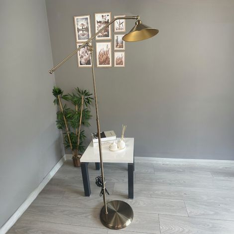 Lampadaire Meridian Métal Moderne E27 Largeur 30 cm Abat-jour Réglable Tablette Variateur (1/5)