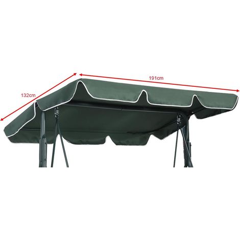 Toit de Rechange pour Balancelle de Jardin Anti-UV, Toit Balancelle en Tissu Oxford imperméable 600D Imperméable avec Largeur de Bord 12cm Dimension 191x132 cm (Vert)
