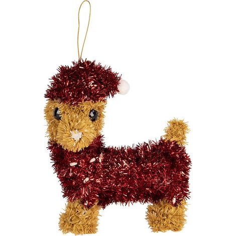 Suspension de Noël Chien Décoration à Suspendre en Plastique Marron 13 x 7 x 15 cm - PANGIVO (1/3)