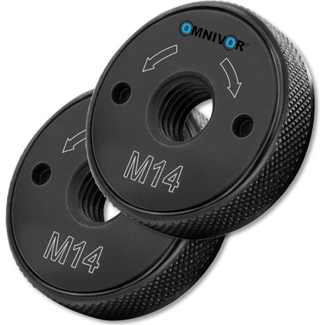 Lot de 2 Écrous de Serrage Rapide M14 pour Meuleuse - Système Sans Clé - Compatibles Disques 115/125 mm - Changement Facile et Sécurisé - Accessoire Meuleuse Professionnel - OMNIVOR