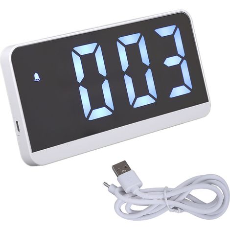 Sprachaktivierter digitaler LED-Wecker mit Spiegel, einstellbarer Helligkeit, moderner elektronischer Tischwecker (1/5)