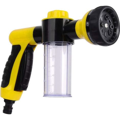MINKUROW Pistola Pulverizadora De Agua De Espuma Para Jardín, Boquilla De Espuma, Dispensador De Jabón, Pistola Para Lavado De Autos, Mascotas, Ducha Y Riego De Plantas (Amarillo) (1/5)