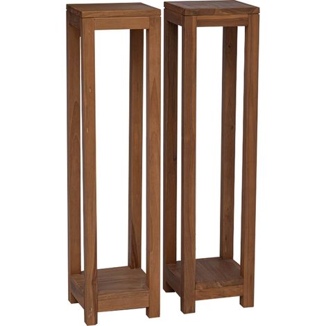 Pflanzenständer 2 stk. Natur 25 x 25 x 100 cm Massivholz Teak vidaXL (1/5)