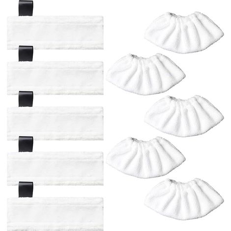 5 Bonnettes pour Buse de Sol en Microfibre + 5 Chiffons pour Buse à Main Accessoire lavables Compatibles avec Kärcher EasyFix SC2, SC3, SC4, SC5 Nettoyeurs Vapeur (1/5)