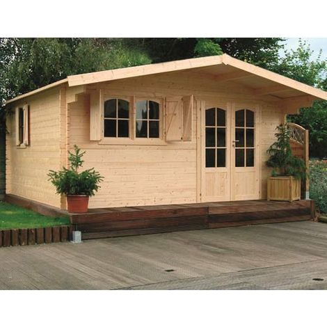 Abri de jardin Chambery en bois 17,79 m², Toiture Shingle rouge, Plancher Oui (1/5)