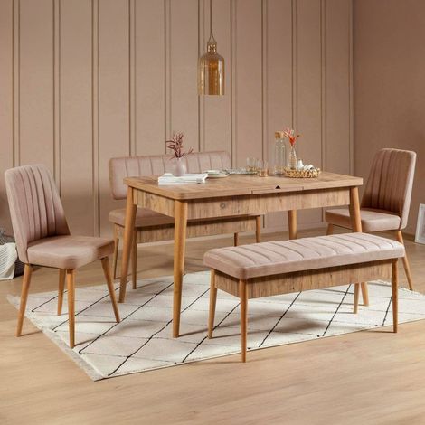 Conjunto de Mesa y Sillas Situla, Extensible, Roble Marrón (1/5)