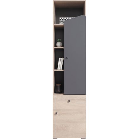 Jugendzimmer Standregal in Eiche mit anthrazit DIAMANTE-133 (1/2)