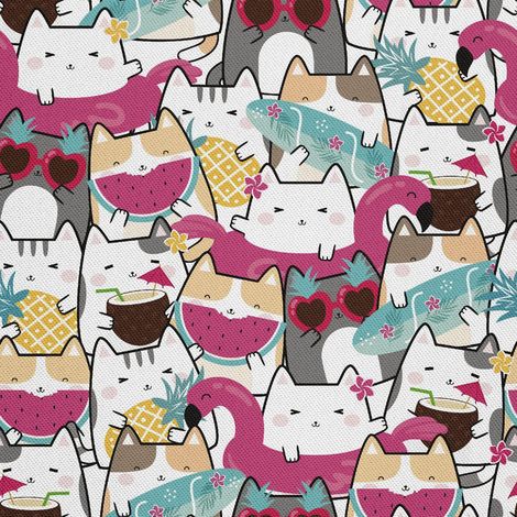 Telas decorativas para exteriores Oxford - Motivo de gatos de vacaciones (1/5)
