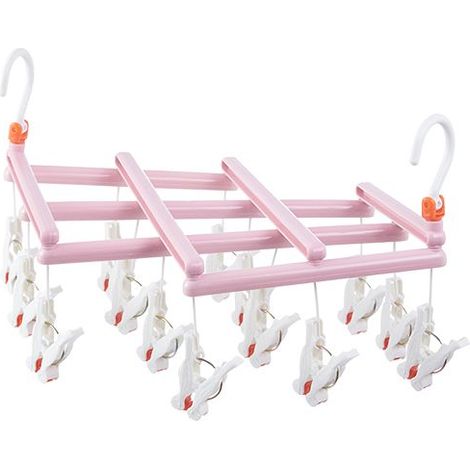 Pratico appendiabiti pieghevole con clip, 14 clip, rosa