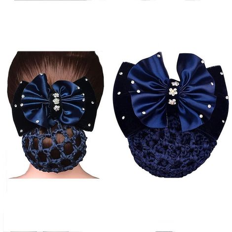 1 Barrette Cheveux En Satin Bleu Avec Noeud En Strass - Dcoration Franaise Pour Femme Et Fille (1/4)