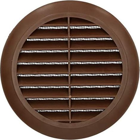 Kotarbau – Grille de ventilation 100 mm ronde marron – Installation facile sans vis – Protection contre intempéries et insectes – Pour espaces intérieurs et extérieurs
