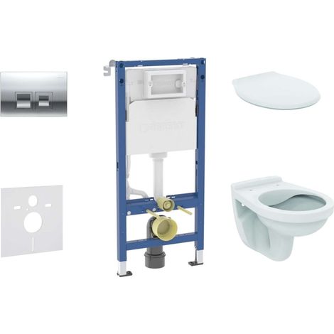 Geberit Duofix - Set bâti-support, cuvette Alpha et abattant, plaque de déclenchement Delta35, chrome brillant SANI11CD1144 (1/5)