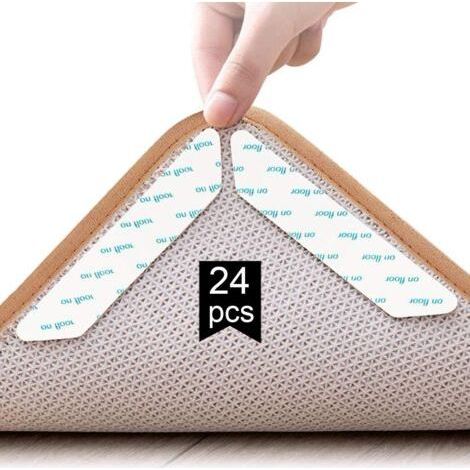 Rug Grippers, 24 Pcs Anti Derapant Tapis, Anti Curling Carpet Grippers Coin, Anti à boucler Tapis antidérapant, réutilisable Sticker Tapis antidérapant pour planchers de Bois Franc,carpettes et Tapis (1/5)