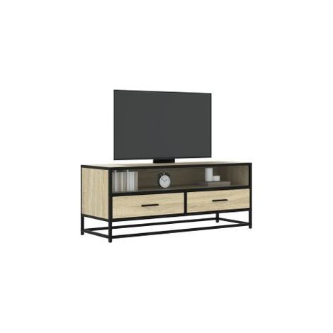 Meuble TV chêne sonoma 100x34,5x40 bois d'ingénierie et métal (1/5)
