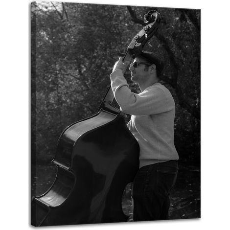 Leinwanddruck Musik Musiker Kontrabass 30x40 cm