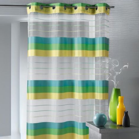 Voilage organza aux rayures horizontales Vert tilleul 135x260 cm