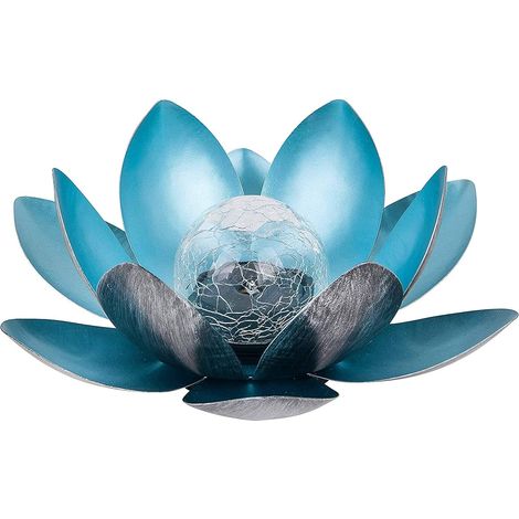 Luce solare a forma di fiore di loto, lampada LED solare a forma di fiore di loto, luce a forma di globo di vetro screpolato, fiore di loto luminoso per giardino e cortile (1/5)