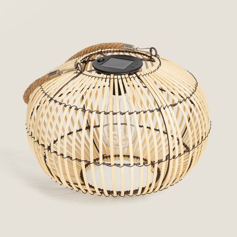 Lampada da Tavolo per Esterni LED Solare Rattan Sirpur Naturale (1/5)