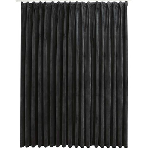 Verdunkelungsvorhang mit Metallhaken Velours Anthrazit 290x245 cm