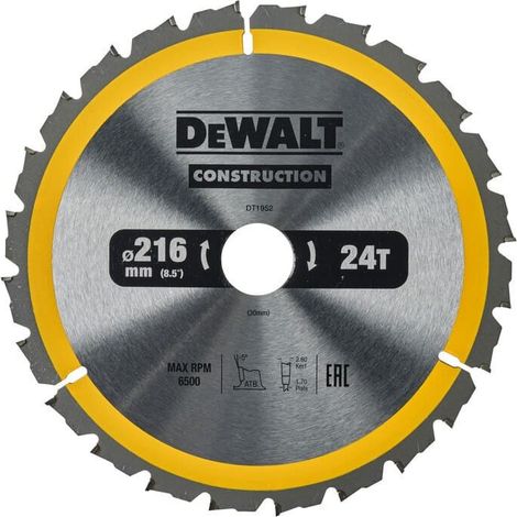 Stationäres Kreissägeblatt Ø216mm 24 Zähne - DEWALT DT1952-QZ