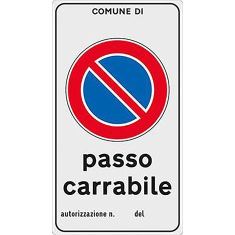 CARTELLO 'PASSO CARRABILE' cm 45 x 25