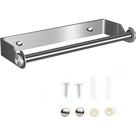 Paper towel dispenser, paper towel holder, wall-mounted paper towel dispenser, aluminum foil and film dispenser, wall-mounted paper towel holder, kitchen roll dispenser (silver)