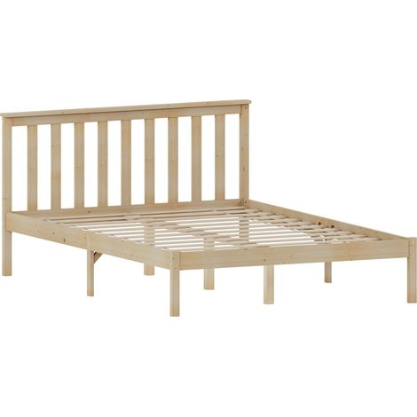 Milan 4ft6 Double Solid Pine Wood Bed Frame, Low Foot End, 135 x 190 cm, Pine