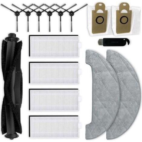 Repuestos compatibles con Honiture Q6 Pro, Laresar L6 Pro, Imou L11 Pro y Airrobo T10+: 1 cepillo principal, 6 cepillos laterales, 4 filtros HEPA, 2 paños de limpieza, 2 bolsas