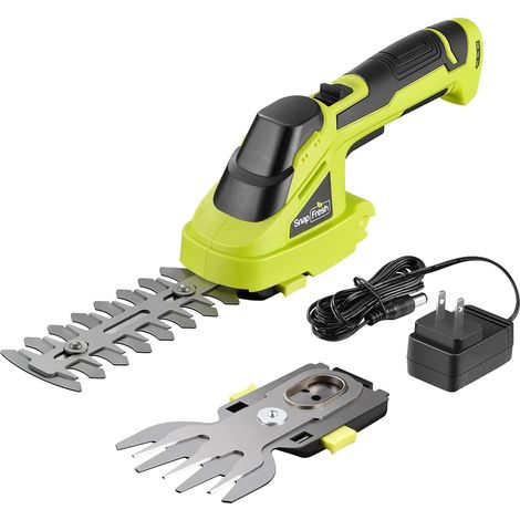 Mini Electric Battery Hedge Trimmer with 8V Battery 2-in-1 Lawn Shears - Battery Life: 60 Min, Blade Length: 14 cm (Shrubs) / 8 cm (Grass) (1/5)