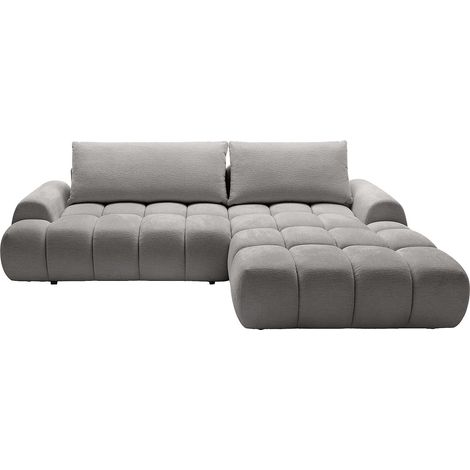 Canapé d'angle droit convertible en tissu chenille gris FARNETA (1/4)