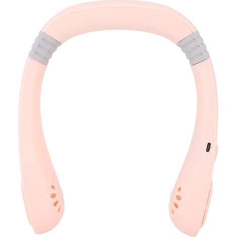 Tragbarer Nackenventilator mit USB-Anschluss, digitaler Anzeige, 5 Kühlstufen, ohne Rotorblätter, für Outdoor-Sport und Reisen, Kirschrosa (1/5)
