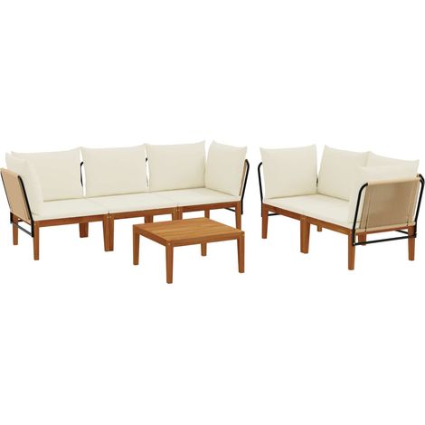Maison Exclusive - 6 stk. Massives Akazienholz & Seil Natur (1/5)