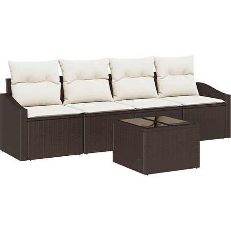 Maison Exclusive - Sofa Set mit Kissen 5 pcs Braun und Creme Poly