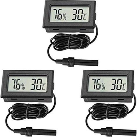 Thermomètre digital hygromètre mini Sonde thermomètres Jauge de température humidité Mètre pour reptile incubateur Aquarium volaille Bureau salle de séjour (1/4)