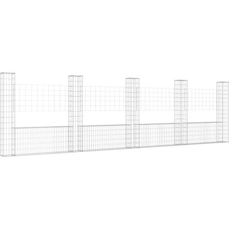 Maison Exclusive - Gabionenkorb U-Form mit 5 Säulen Eisen 500x20x (1/5)