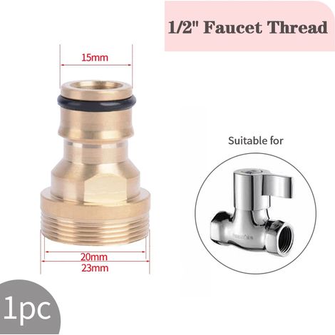 (Filetage robinet 1l2 - voir image) Adaptateur de raccord rapide fileté pour système d'irrigation de jardin, raccords de tuyau en cuivre pour système d'arrosage goutte à goutte (1/5)
