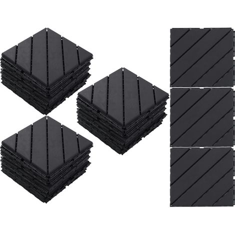 30 dalles plastique antidérapantes extérieur, sol modulaire gris foncé, étanche, résistant, silencieux, charge élevée, carrelage terrasse robuste (1/5)