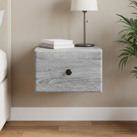 Table de chevet murale Sonoma gris avec tiroir, bois d’ingénierie, 34,5 x 33 x 20 cm - PANGIVO (1/5)